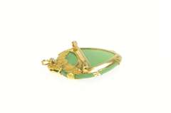 22K Yellow Gold Victorian Floral Jade Heart Planchette Pin/Brooch