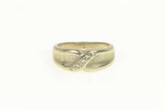 14K White Gold Vintage Diamond X Cross Over Men's Ring