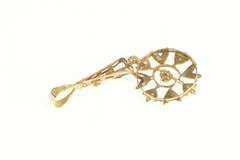 14K Yellow Gold Victorian Ornate Leaf Motif Garnet Seed Pearl Pendant