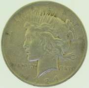 1924 $1 Silver Peace Dollar Coin