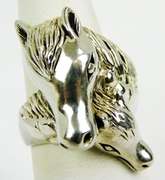 Big Chunky Sterling Mare & Foul Ring, Size 8