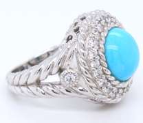 Judith Ripka Sterling Silver Dazzling Turquoise Ring
