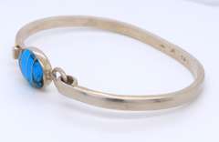 Vintage Taxco Mexican Sterling Silver Inlay Turquois Bracelet