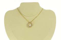 14K Yellow Gold 7.5mm Pearl Diamond Circle Statement Pendant