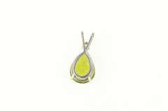 14K White Gold Pear Cut Peridot Diamond Accent Statement Pendant