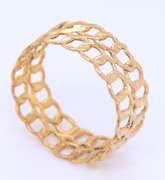Lovely Yellow Gold Two Row Curb Link Chain Ring