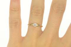 14K Yellow Gold 0.28 Ct Round Diamond Solitaire Engagement Ring