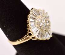 Wonderful CZ Cluster Ring in 14K Yellow Gold