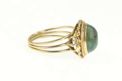 14K Yellow Gold Retro Oval Chrysocolla Cabochon Twist Trim Ring