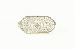 14K White Gold Art Deco Diamond Filigree Convertible Pendant/Pin