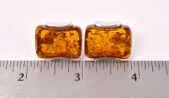 Large Amber Sterling Silver Earrings