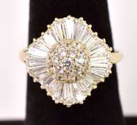 Wonderful CZ Cluster Ring in 14K Yellow Gold