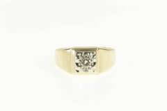 10K Yellow Gold 0.20 Ctw Diamond Squared Men's Wedding Ring