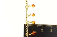 14K Yellow Gold Ornate Glass Beaded Fringe Dangle Charm Bracelet