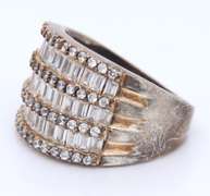 Vintage Sterling Silver Cubic Zirconia Wide Band