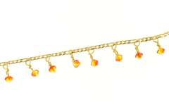 14K Yellow Gold Ornate Glass Beaded Fringe Dangle Charm Bracelet