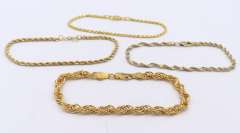 Group Lot of 4 925 Sterling Silver over Gold Plated Bracelets