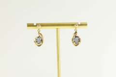 14K Yellow Gold Oval Smoky Quartz Swirl Drop Dangle Earrings