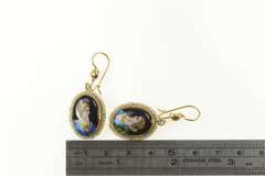 14K Yellow Gold R Blancher Limoges Ornate Pearl Dangle Earrings