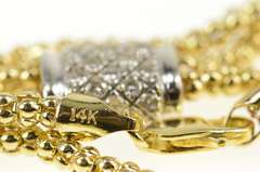 14K Yellow Gold 0.56 Ctw Diamond Popcorn Bolo Tassel Fringe Necklace