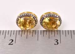 Elegant 5.00CTW Citrine & 0.50CTW Diamond Earrings in Gold Plated Sterling Silver