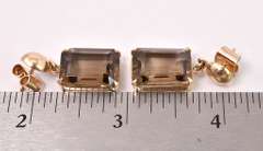 Marvelous Large Smokey Quartz Earrings in Yellow Gold