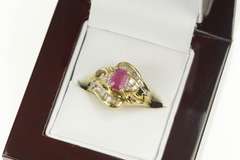 10K Yellow Gold 0.85 Ctw Natural Ruby Baguette Diamond Ring