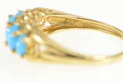 10K Yellow Gold Five Stone Turquoise Graduated Statement Ring