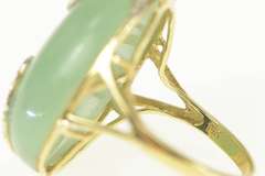 14K Yellow Gold Cabochon Nephrite Jade Swirl Statement Ring