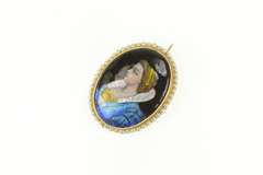 14K Yellow Gold R Blancher Limoges Ornate Pearl Oval Pendant/Pin