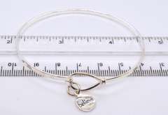 925 Sterling Silver Believe and Cross Charm Bangle