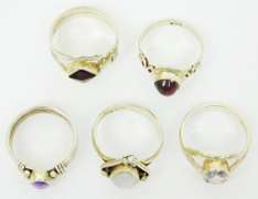 5 Sterling Silver Gemstone Rings