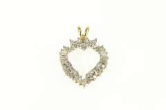 14K Yellow Gold 0.75 Ctw Diamond Classic Cluster Heart Love Pendant