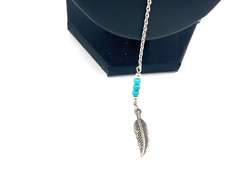 Feather and Turquoise Beaded Drop Necklace