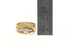 14K Yellow Gold 1940's Diamond Artisan Snake Engagement Set Ring