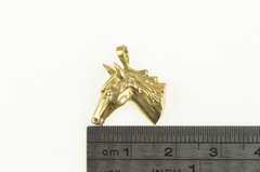 14K Yellow Gold Horse Head Equestrian Dressage Racing Pendant