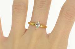 18K Yellow Gold 0.35 Ct Marquise Diamond Solitaire Engagement Ring