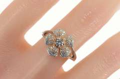 Sterling Silver Pave Encrusted Flower Two Tone Spinner Ring