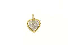 18K Yellow Gold Pave Two Tone Diamond Heart Love Symbol Pendant
