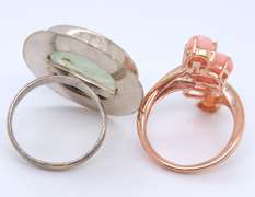 Lot of 2 Vintage 925 Sterling Silver Gemstone Rings