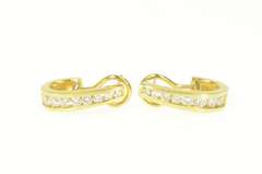 18K Yellow Gold 1.32 Ctw Curved French Clip Hoop Statement Earrings