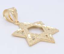 Wonderful Yellow Gold Diamond Cut Star of David Pendant