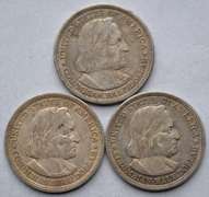 3 Raw 1893 Columbian Expo Halves