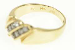 14K Yellow Gold Bypass Double Channel Diamond Retro Ring