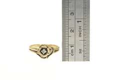 10K Yellow Gold Floral Diamond Rose Solitaire Ring