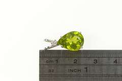 14K White Gold Pear Cut Peridot Diamond Accent Statement Pendant