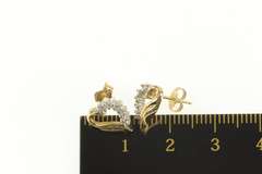 14K Yellow Gold Diamond Curvy Heart Love Symbol Stud Earrings