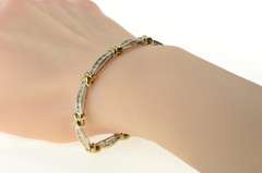 14K White Gold 1.75 Ctw Diamond Two Tone X Link Tennis Bracelet