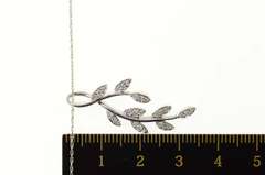 14K White Gold 0.28 Ctw Diamond Encrusted Leaf Branch Vine Necklace