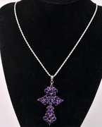 Gorgeous Amethyst Cross & Chain in Sterling Silver